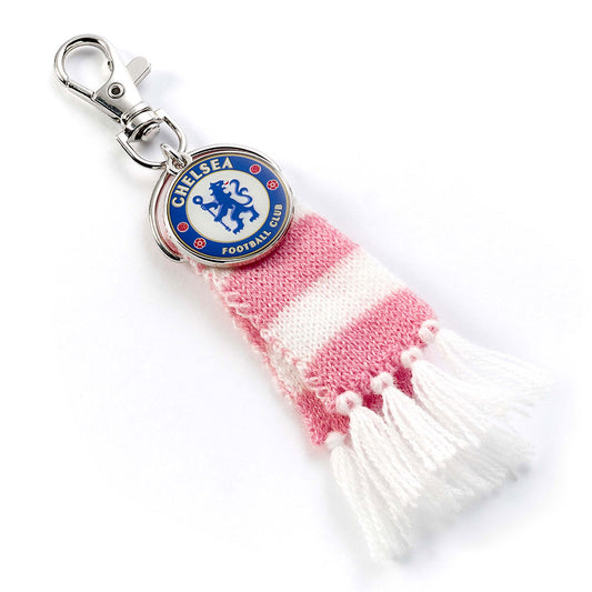 Pink and white bar scarf design bag charm