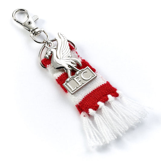 Red and white bar scarf design bag charm