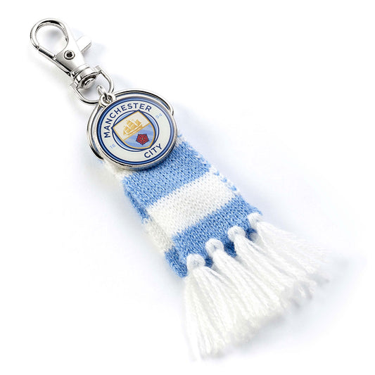 Blue and white bar scarf design bag charm