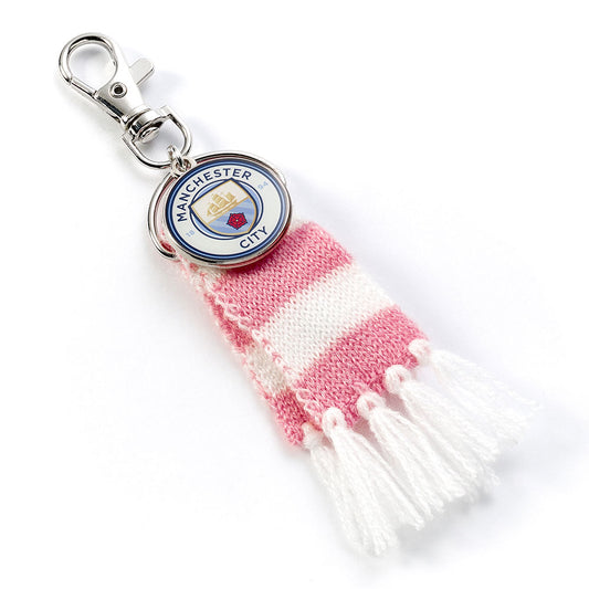 Pink and white bar scarf design bag charm
