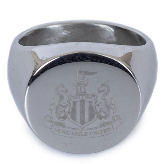Stainless steel signet ring with a round face