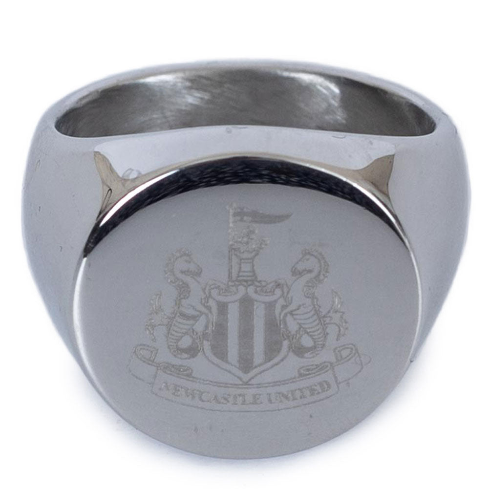 Stainless steel signet ring with a round face