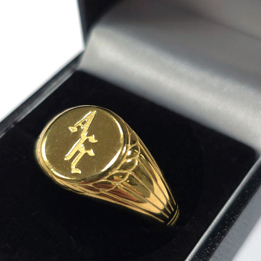 18ct gold plated on silver signet design ring