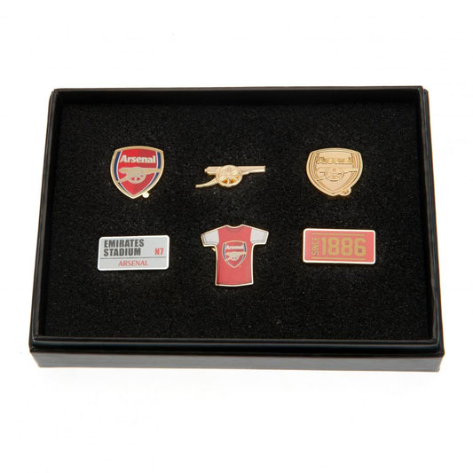 Metal pin badge set featuring 6 different designs