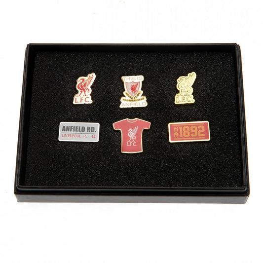 Metal pin badge set featuring 6 different designs