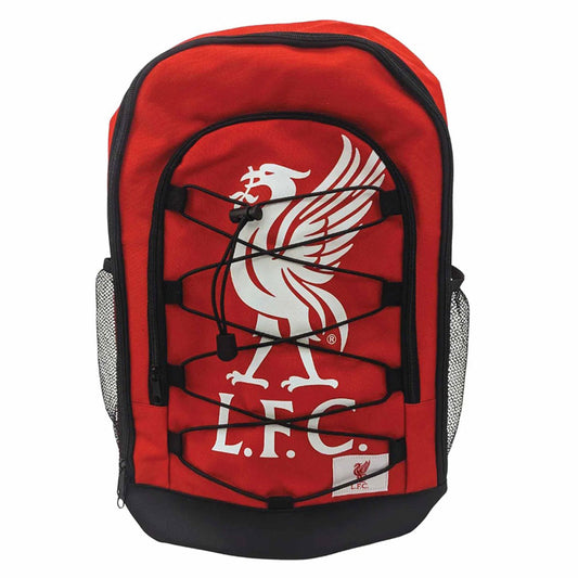 Bungee design backpack with a large Liverpool crest