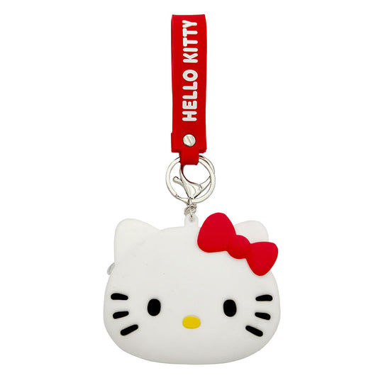 PVC Hello Kitty shaped coin purse with keychain