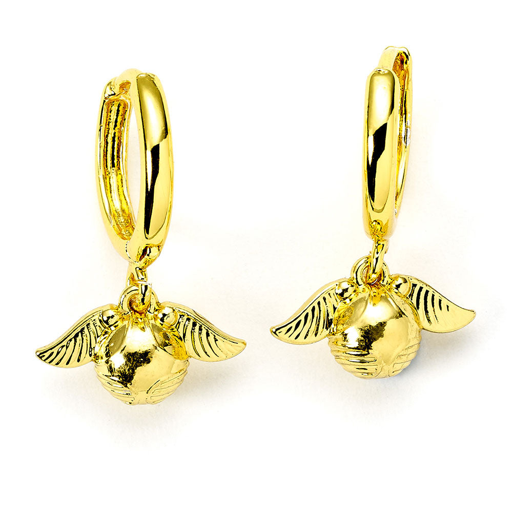 Gold plated huggy earrings with highly detailed design
