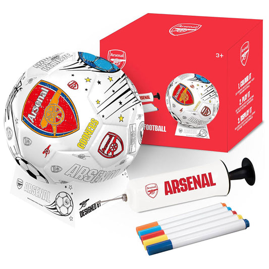 Colour your own mini football featuring the Arsenal crest and team mascot