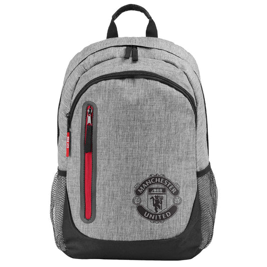 Stylish greyback pack featuring the MUFC club crest on the front in black