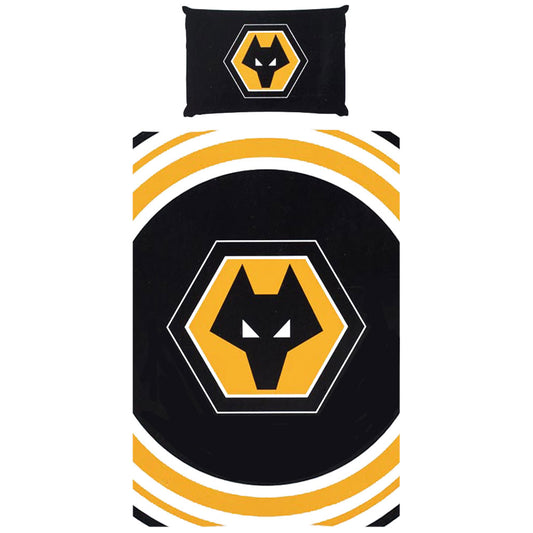 Striking pulse design reversible duvet cover with a large club crest in the centre