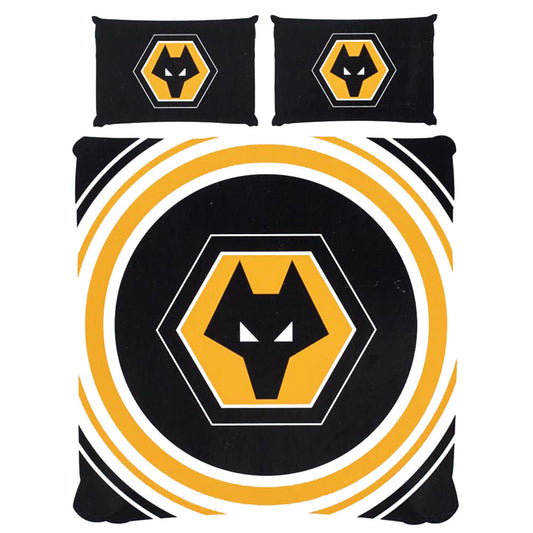 Striking pulse design reversible duvet cover with a large club crest in the centre