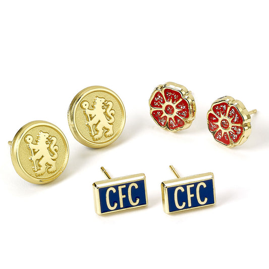 Set of hypo-allergenic gold finish earrings