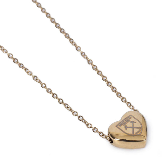 Gold plated on stainless steel heart shaped pendant and necklace