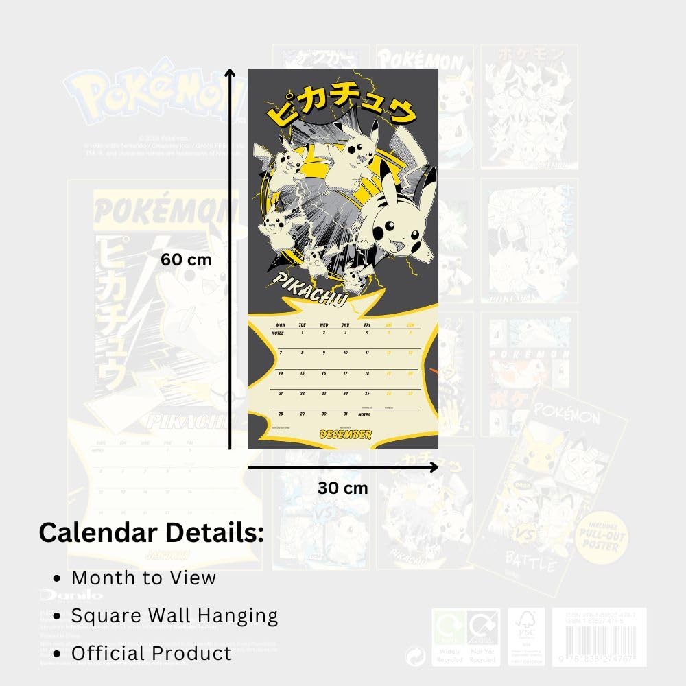 Pokemon Square Calendar 2026