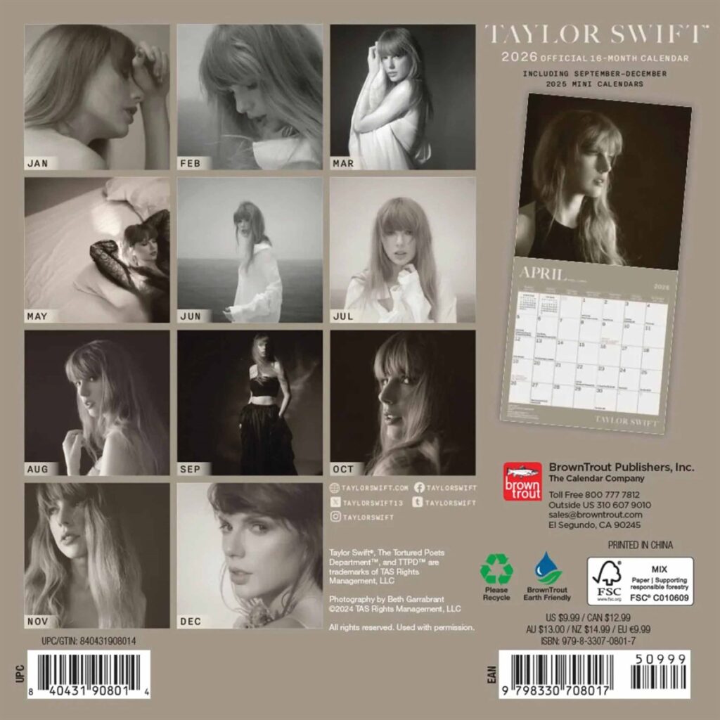 Taylor Swift Mini Calendar 2026