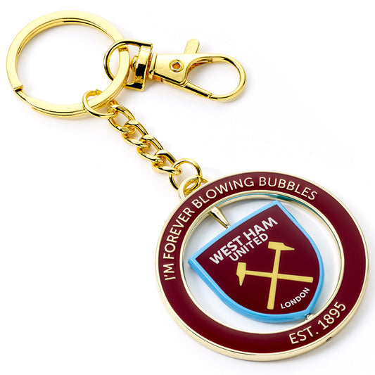 Metal spinner keyring with chain and split ring