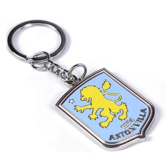 Metal crest shaped keyring with chain and split ring