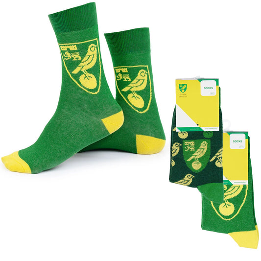 Norwich City FC Twin Pack Dress Socks 7-11