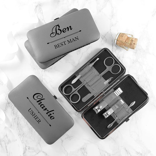 Personalised Wedding Party Grooming Set - Grey