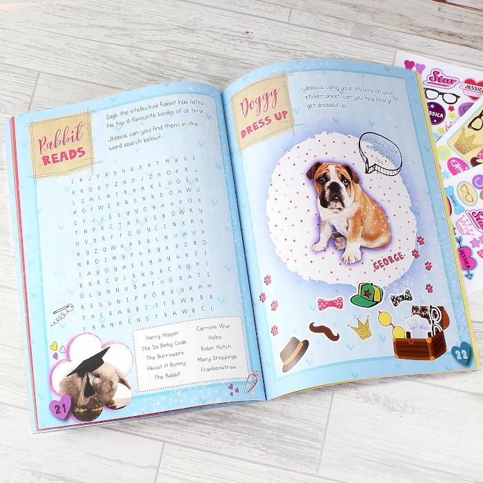 Pages from Adorable animal personalised activity book By Sweetlea Gifts
