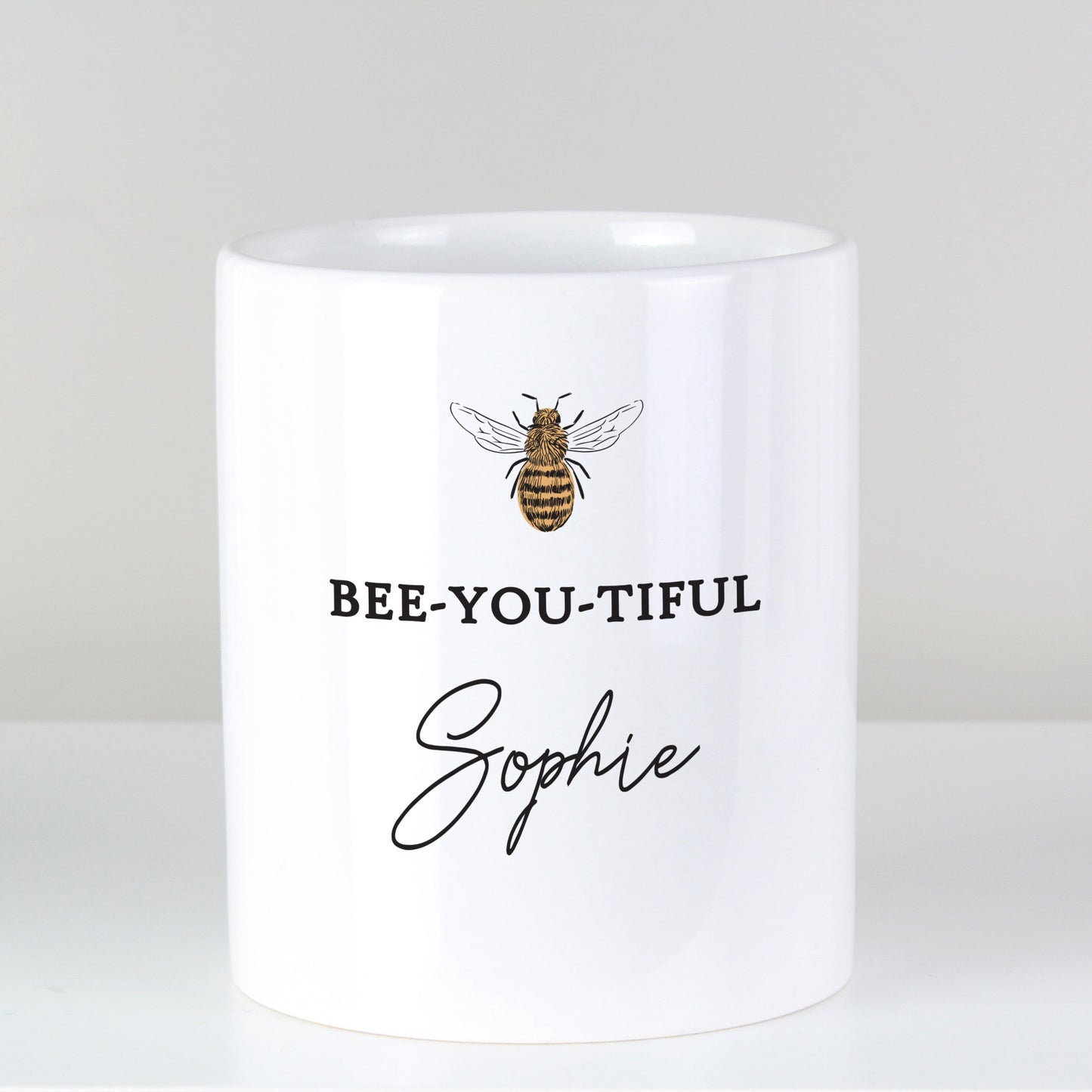 Bee-you-tiful makeup brush personalised ceramic storage pot-Personalised Gift By Sweetlea Gifts