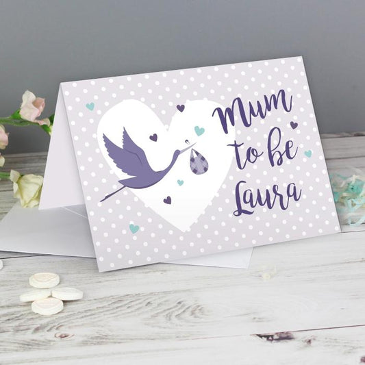Mum to Be Stork Personalised Card-Personalised Gift By Sweetlea Gifts