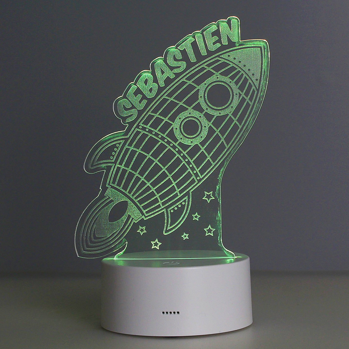 Space Rocket Personalised colour changing LED night light