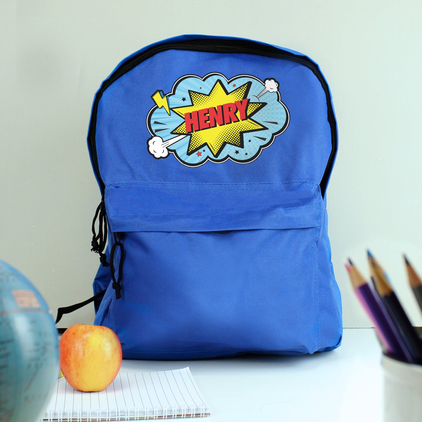 Superhero Blue Backpack Personalised