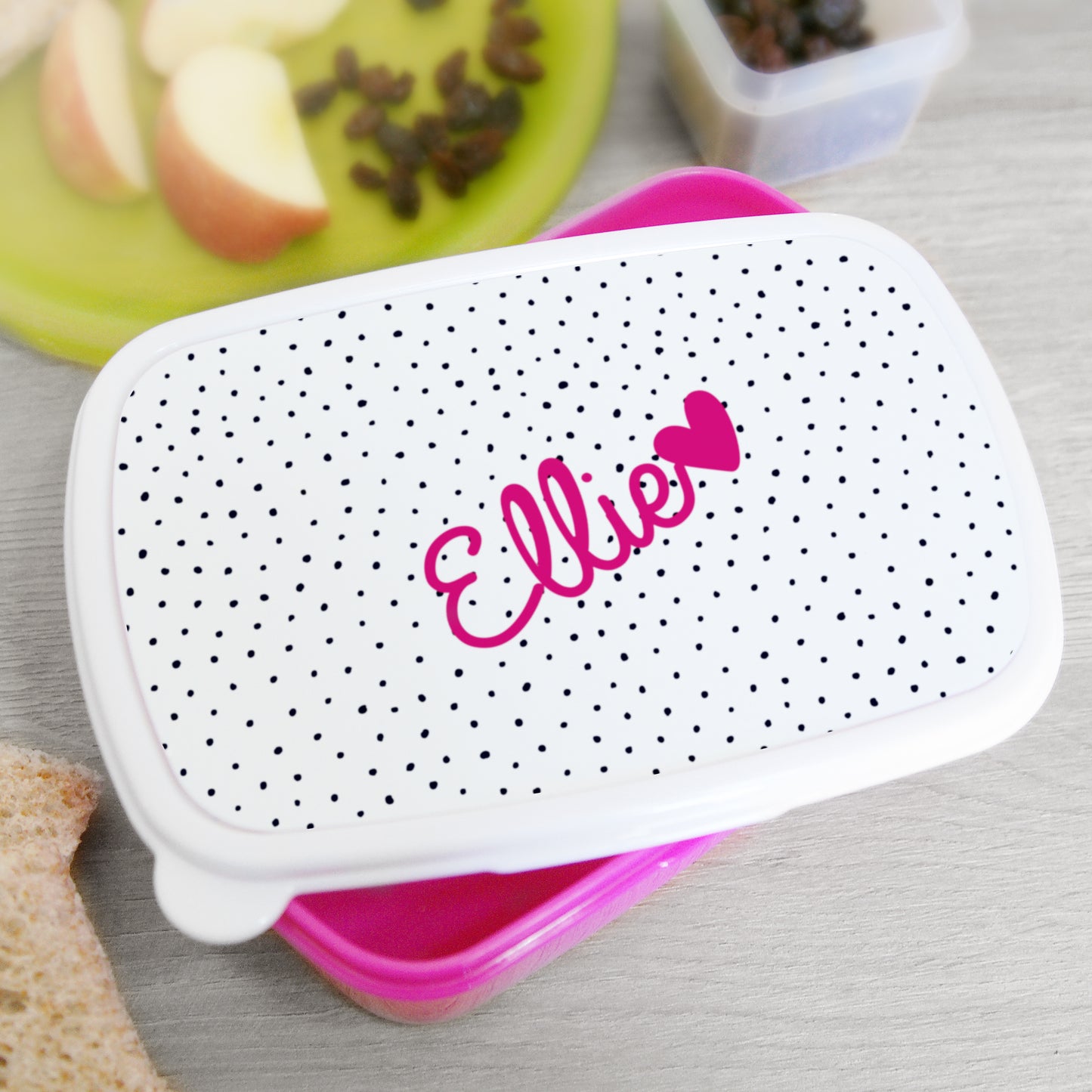 Pink Heart Name Only Pink Lunch Box