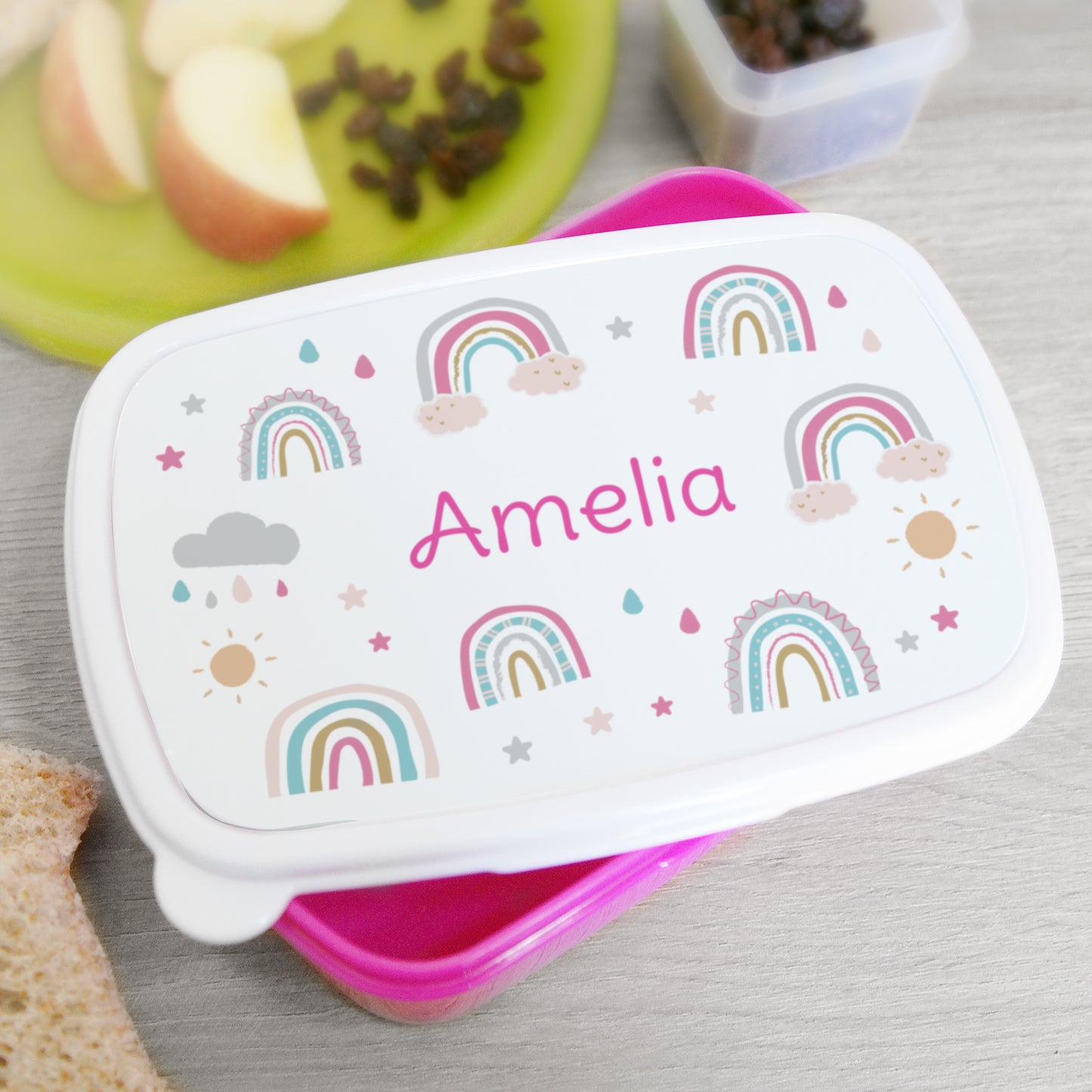 Rainbow Name Only Pink Lunch Box