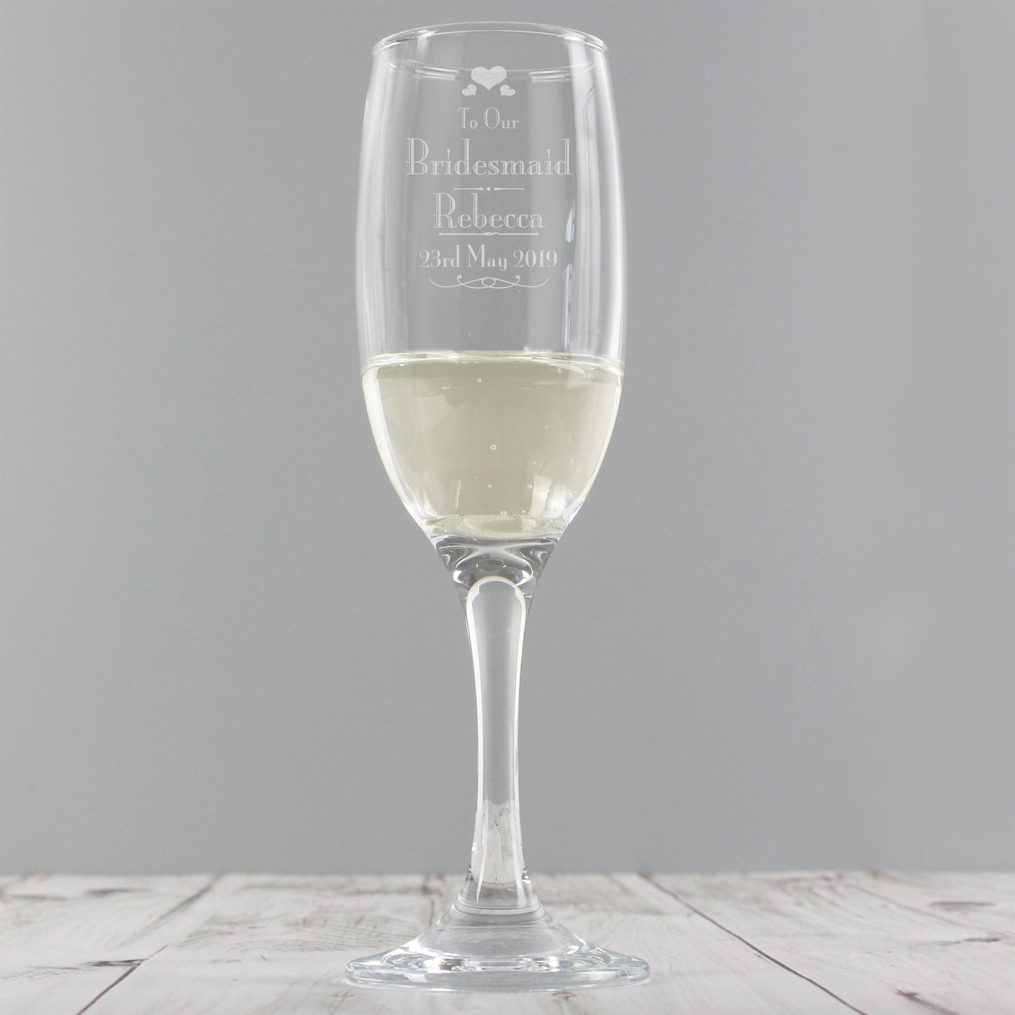 Personalised Decorative Wedding Bridesmaid Glass Flute-Personalised Gift By Sweetlea Gifts