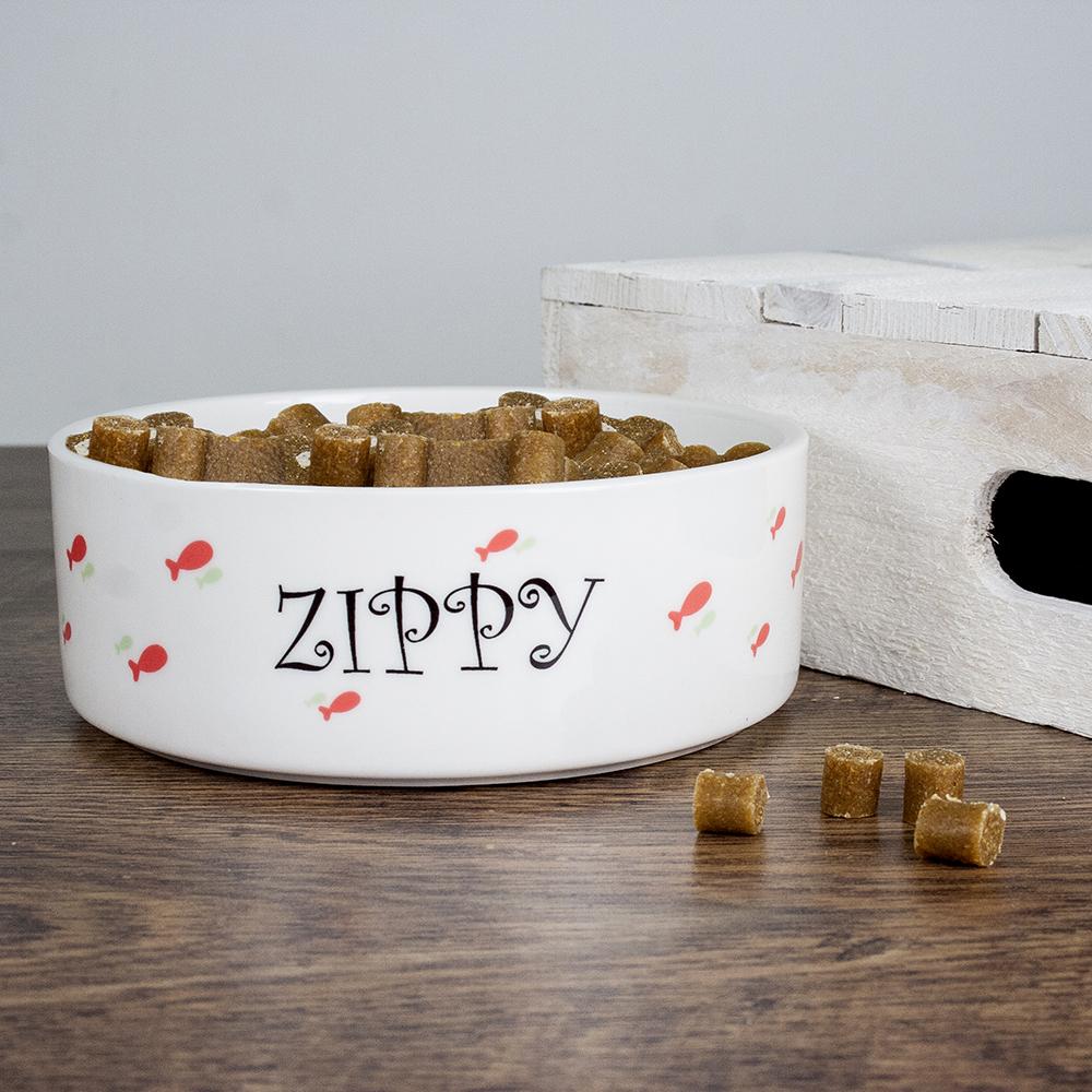Personalised Female Fishy Cat Bowl-Personalised Gift By Sweetlea Gifts