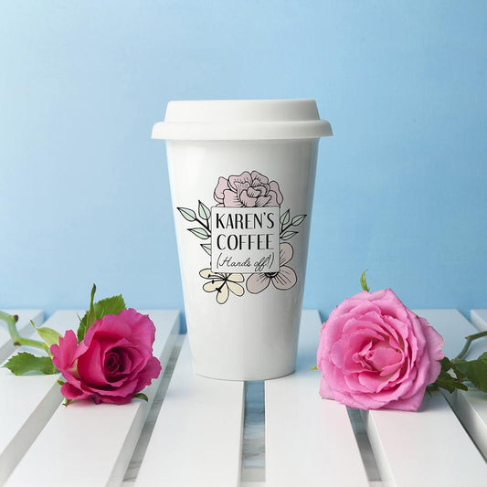 Personalised Hands Off Ceramic Travel Mug-Personalised Gift By Sweetlea Gifts