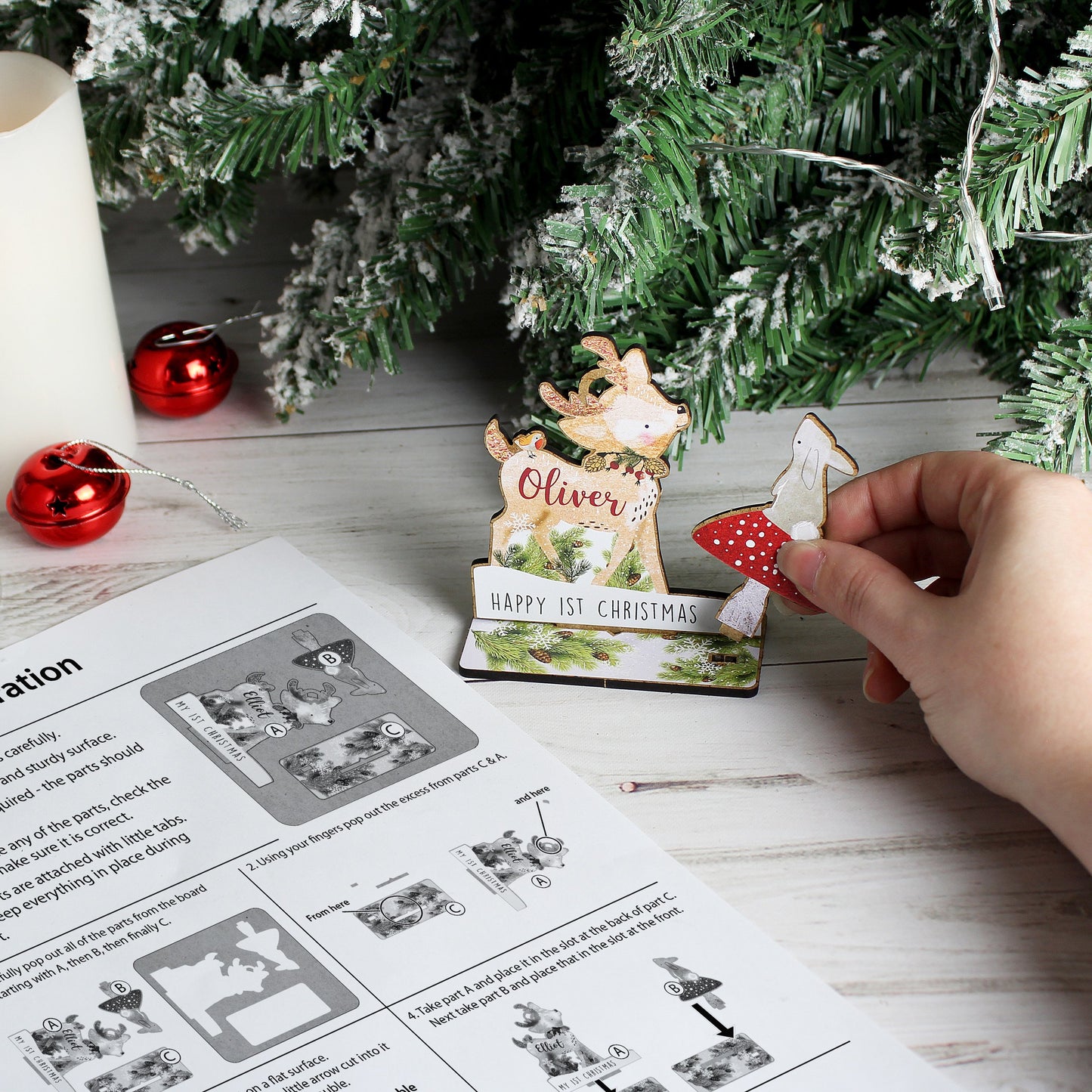 Personalised Make Your Own Festive Fawn 3D Decoration Kit-Personalised Gift By Sweetlea Gifts