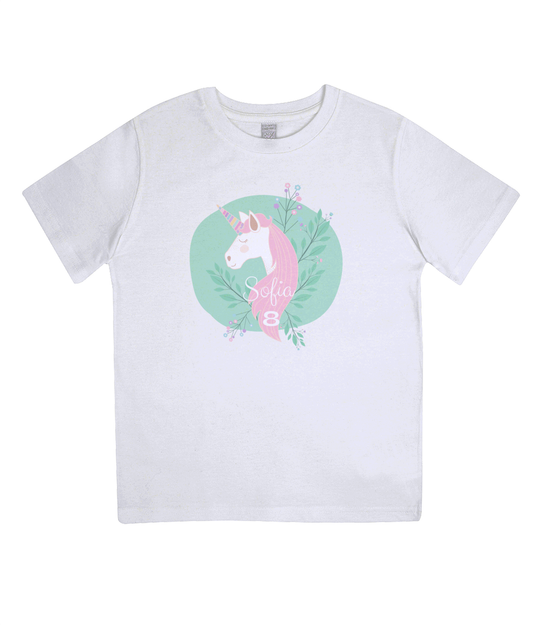 Beautiful pastel Unicorn design personalised girls t-shirt By Sweetlea Gifts