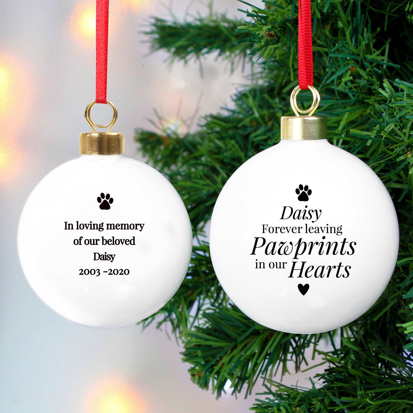 Personalised Pawprints Memorial Bauble-Personalised Gift By Sweetlea Gifts