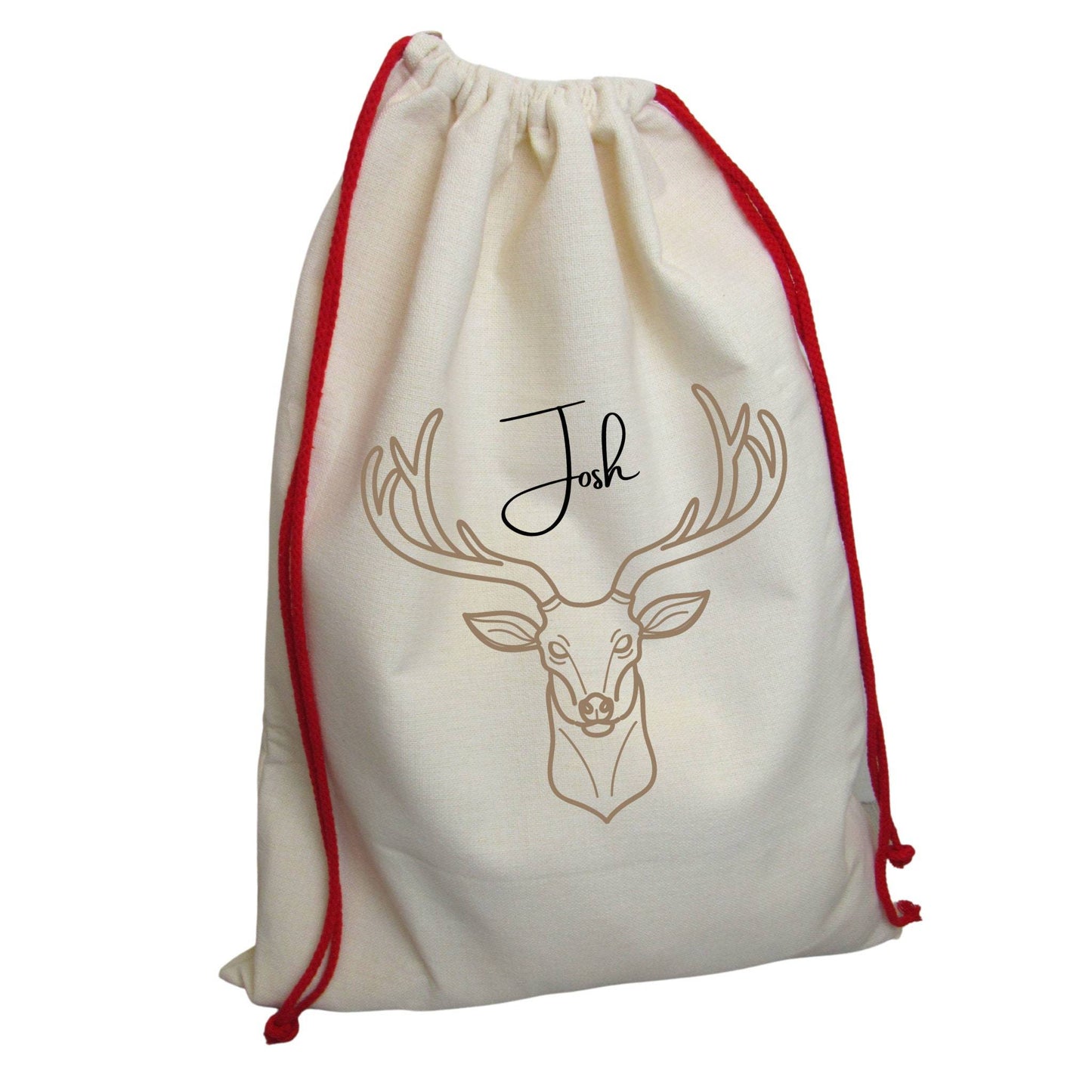 Personalised Stag Reindeer Neutral Christmas Sack By Sweetlea Gifts