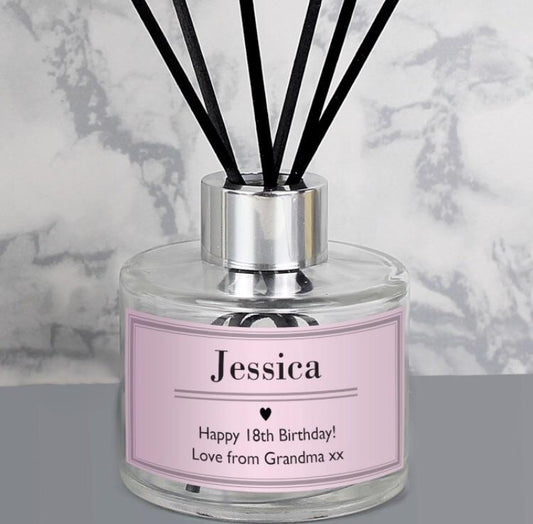 Pink Reed Personalised Diffuser-Personalised Gift By Sweetlea Gifts