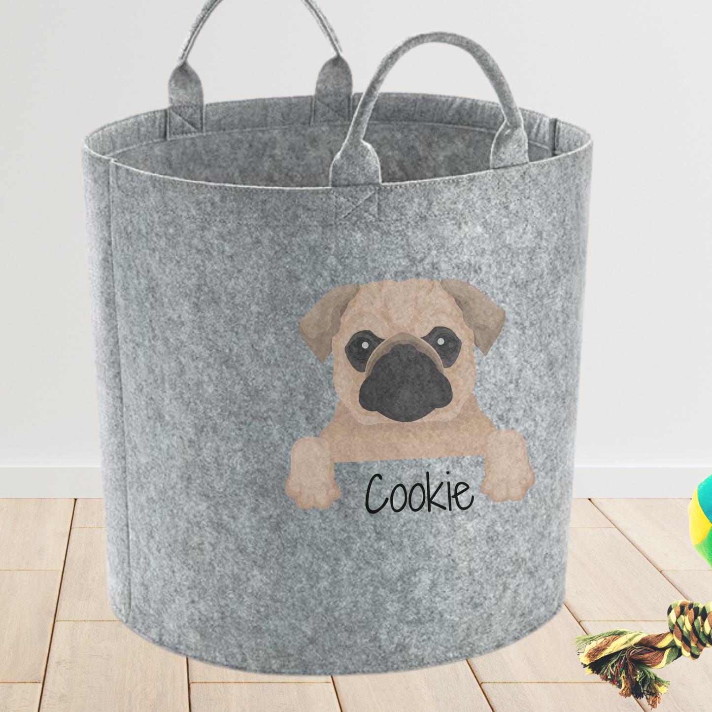 Pug dog toy storage bag - Pet toy storage by Sweetlea gifts