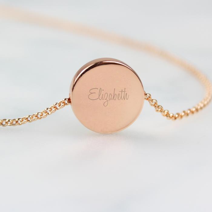 Rose Gold Tone Disc Personalised Necklace-Personalised Gift By Sweetlea Gifts