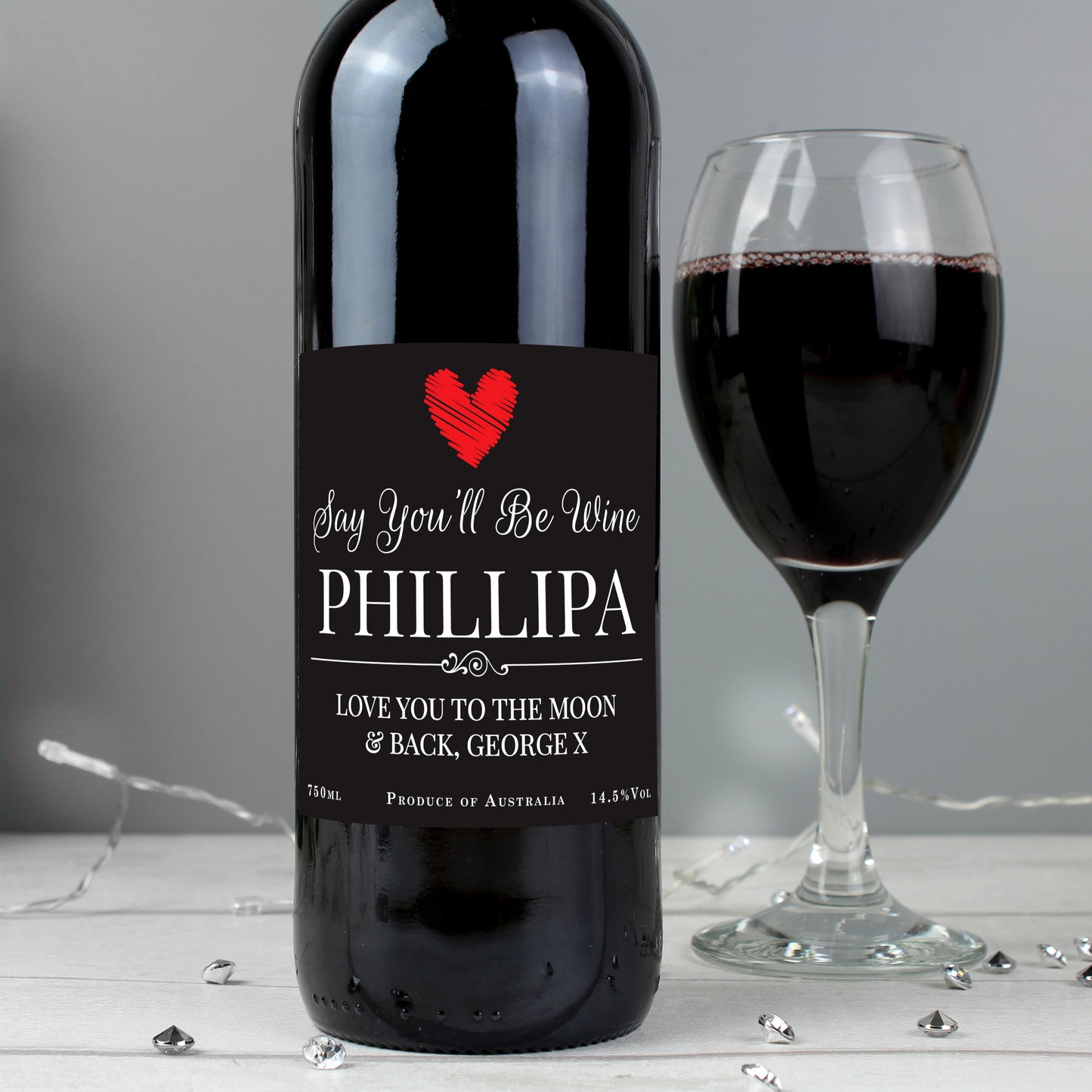 Say you'll be personalised red wine - Personalised wine gifts by Sweetlea Gifts