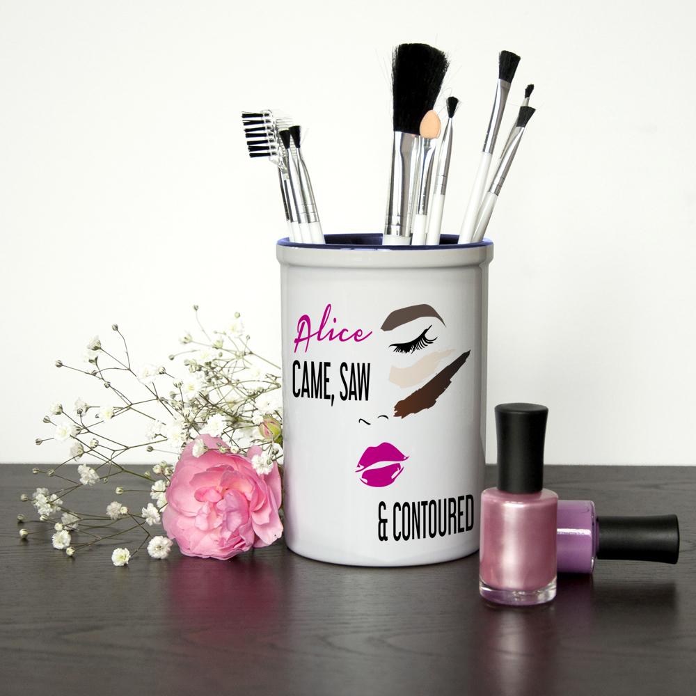 Personalised came saw and contoured ceramic makeup brush holder By Sweetlea Gifts