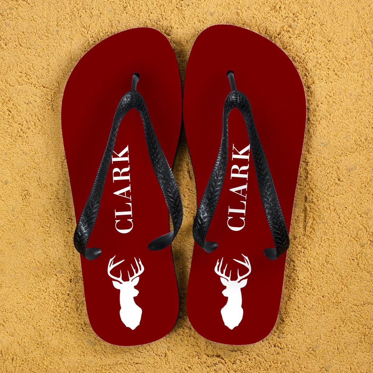 Stag Design Personalised Flip Flops - Various Colours-Personalised Gift By Sweetlea Gifts