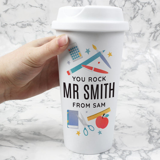 Personalised own message Teacher reusable eco travel cup By Sweetlea Gifts