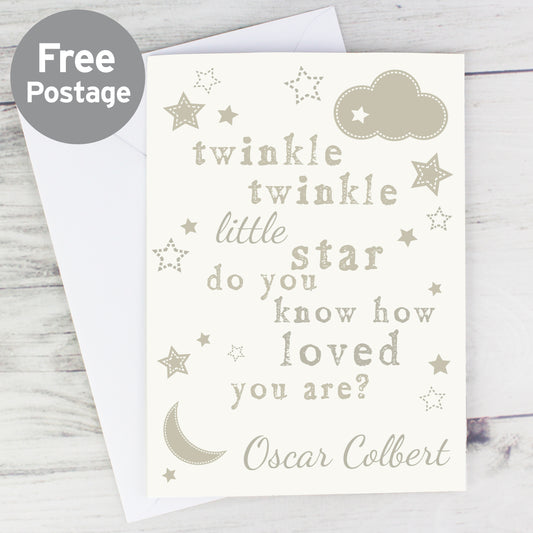 Twinkle Twinkle neutral Newborn personalised Card