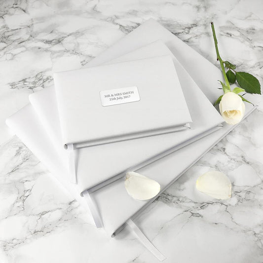 White Leather Personalised Wedding Guest Book-Personalised Gift By Sweetlea Gifts