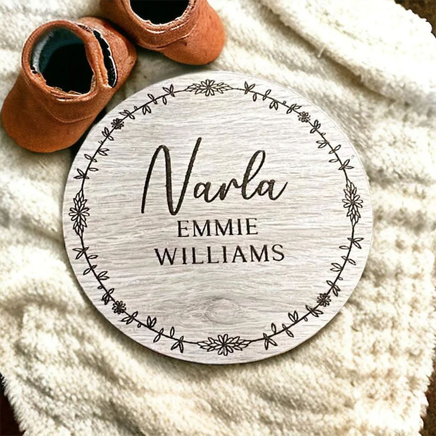 Oak Vaneer Baby Milestone Photo prop Disc