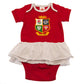 This short sleeved tutu bodysuit features a double frill skirt design