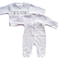 White Bear & paw print Babygrow & Smocked jacket set